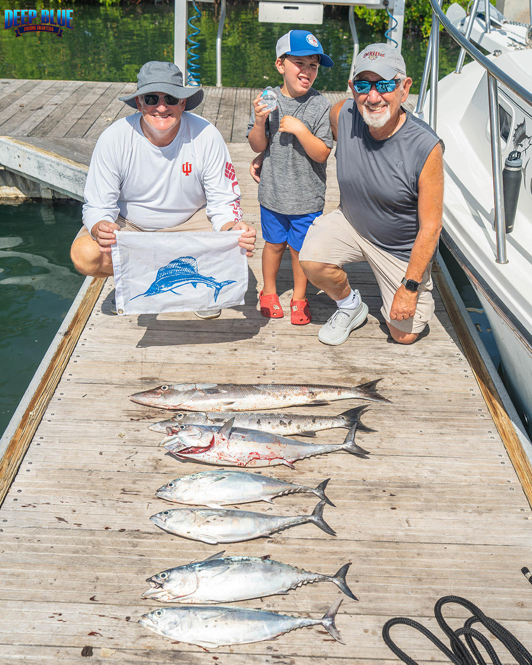 Four little tunny fish caught during a fishing trip in FL