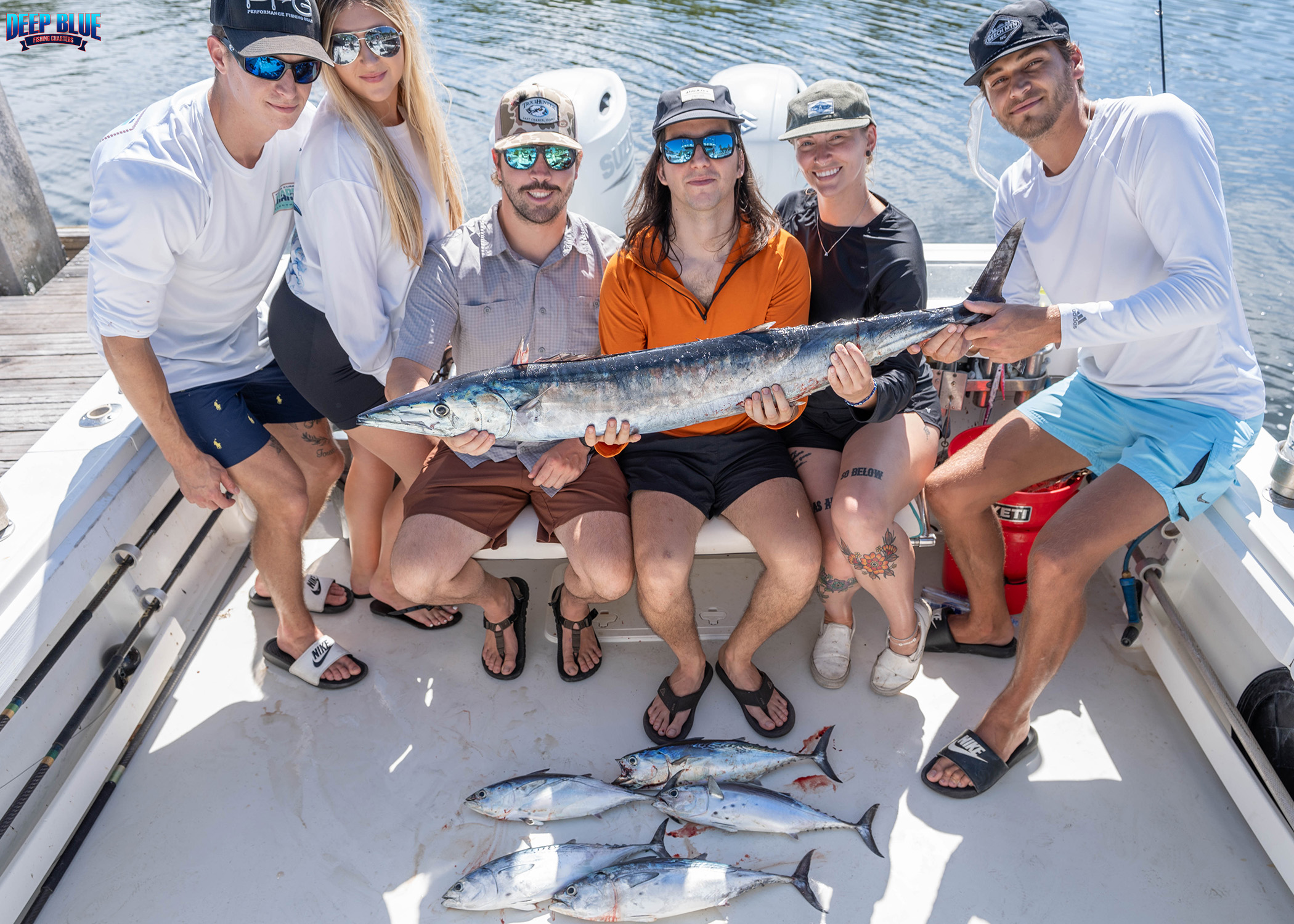 Two Wahoo Fish and Little Tunny caught during fishing in Florida