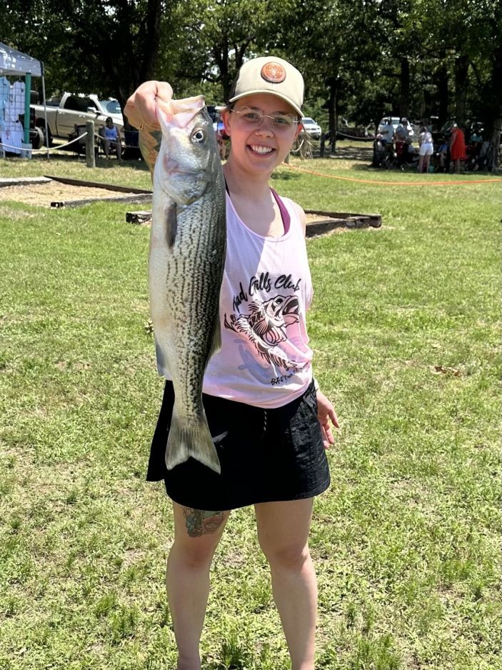 Large striped bass caught during fishing trip in Pottsboro TX