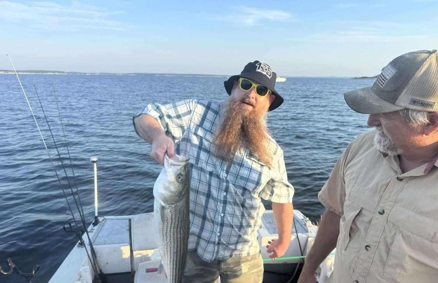 Striped bass catch on fishing boat in Pottsboro TX waters