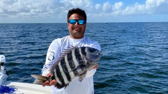 Photograph of a 17-inch sheepshead fish caught in FL