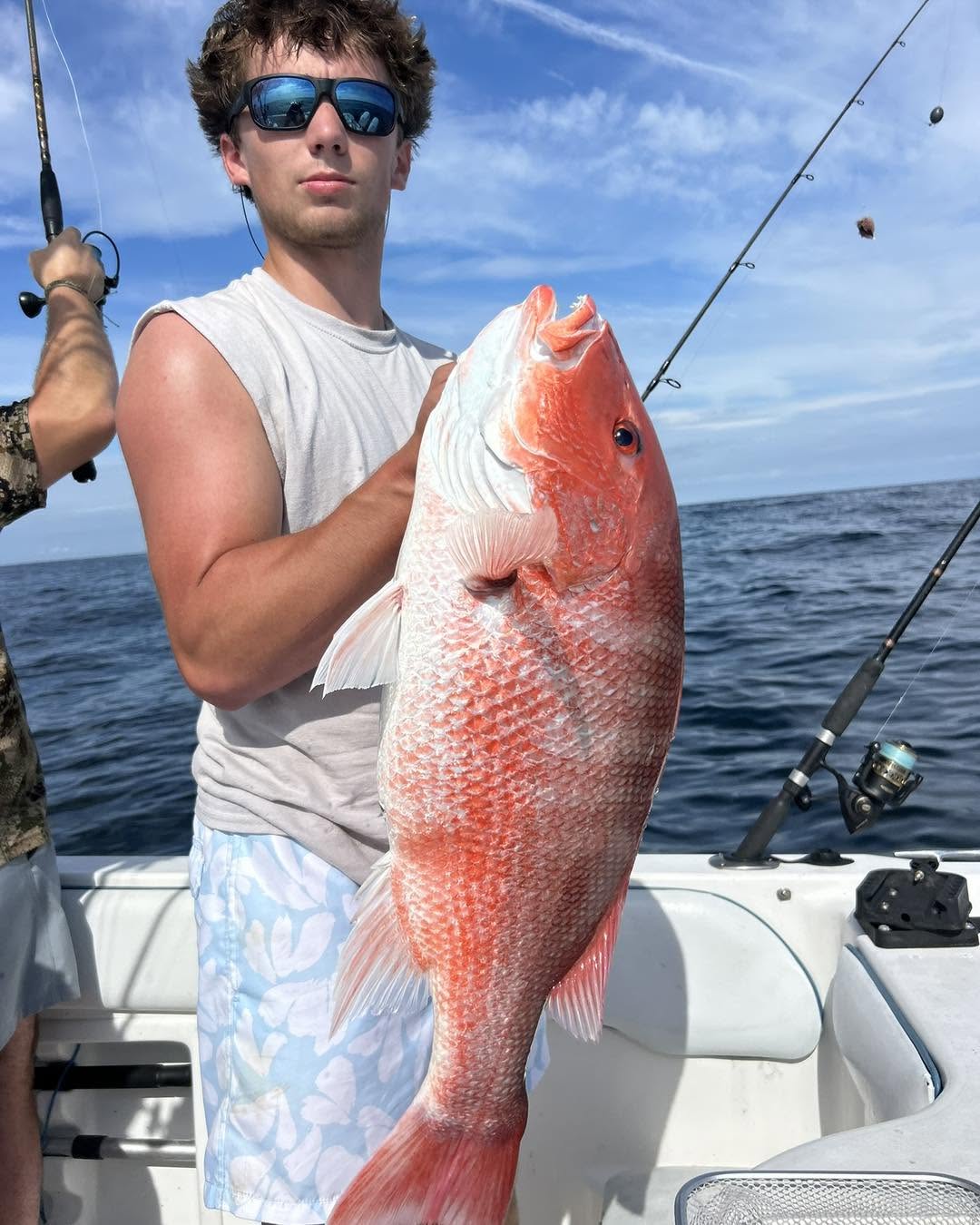 Red snapper caught fishing in Port Orange FL on boat with fishing rods