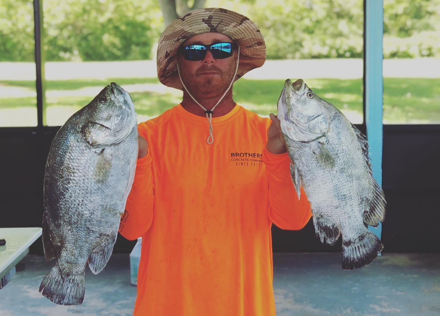 Two tripletail fish caught while fishing in Key Largo