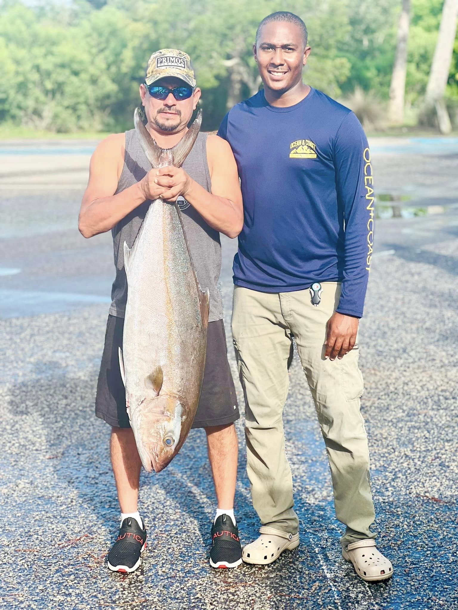 A single blue runner fish caught while fishing in SC