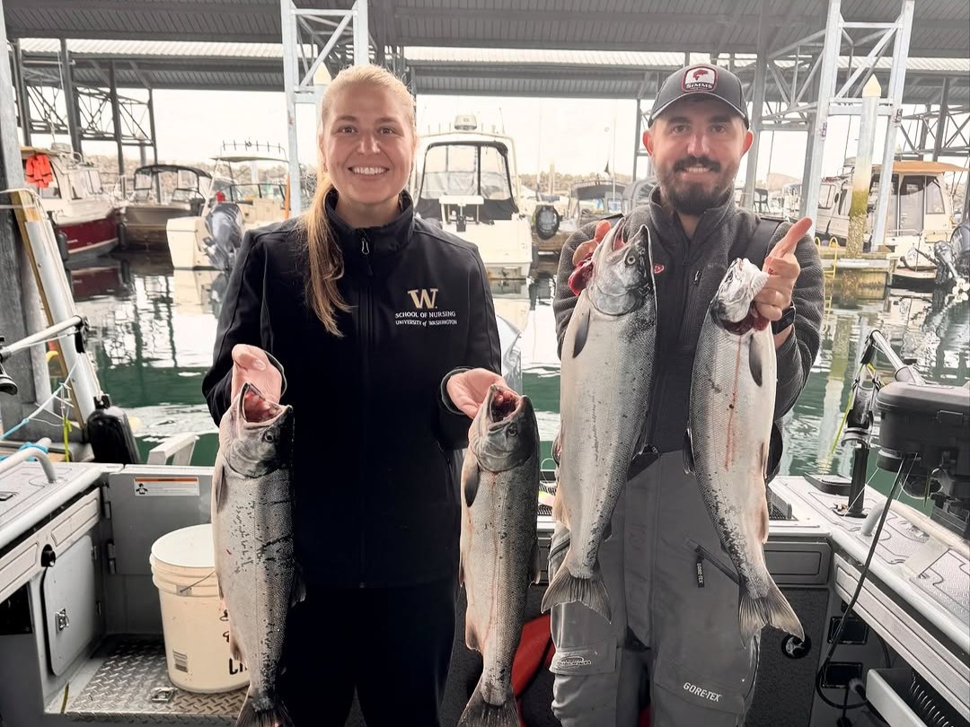 Salmon fishing charter boat at Edmonds Marina, Puget Sound, Washington with Captain Dan