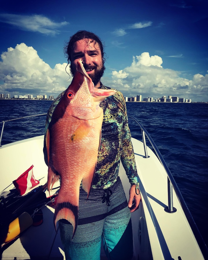 A single mutton snapper fish caught in Pompano Beach