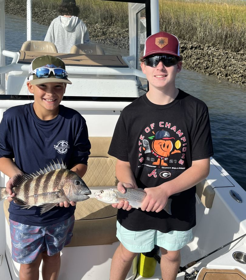 Two sheepshead and redfish caught in Georgia