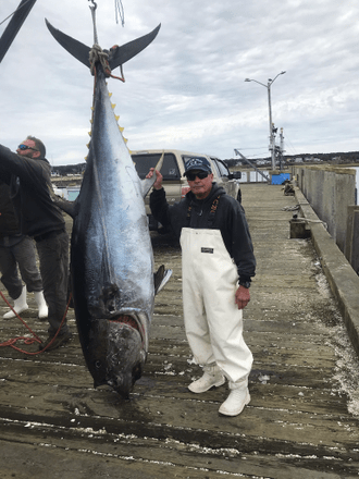 Fishing in Wellfleet with a 70-inch fish