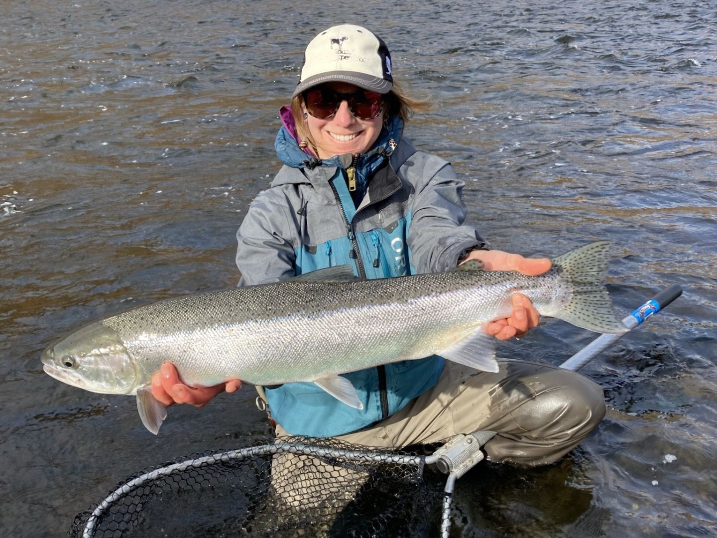 Chinook salmon being caught while fishing in AK