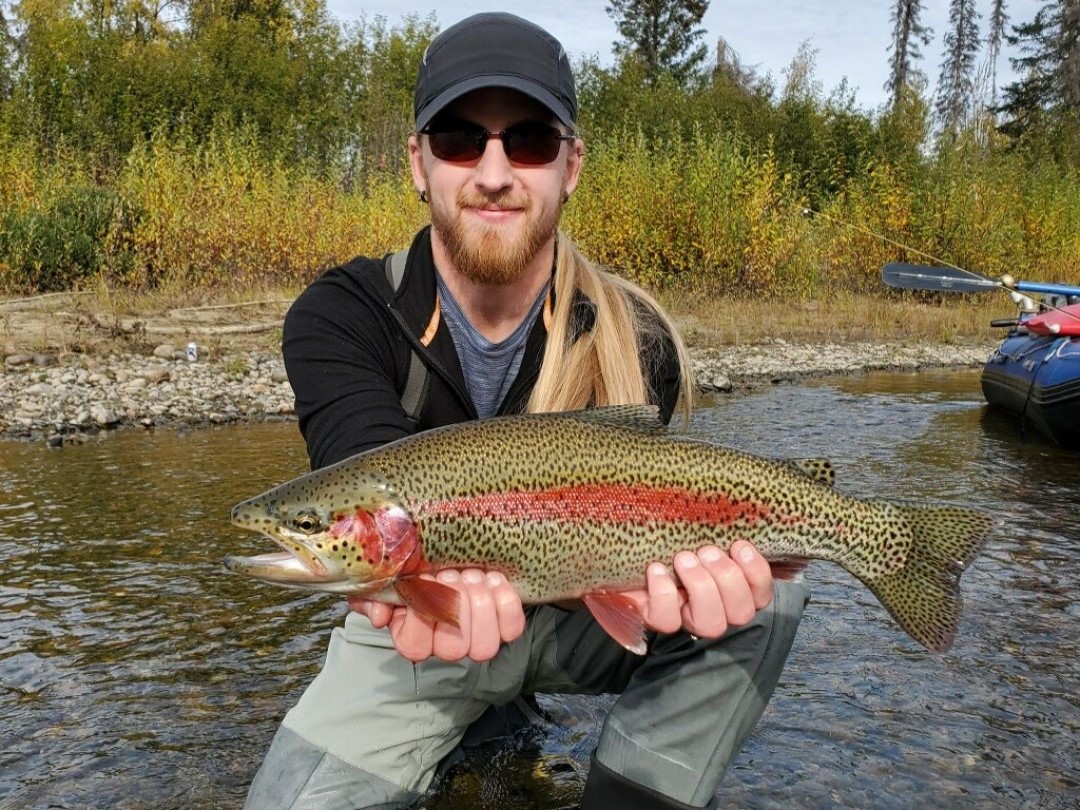 Image of a large rainbow trout caught while fishing in Willow
