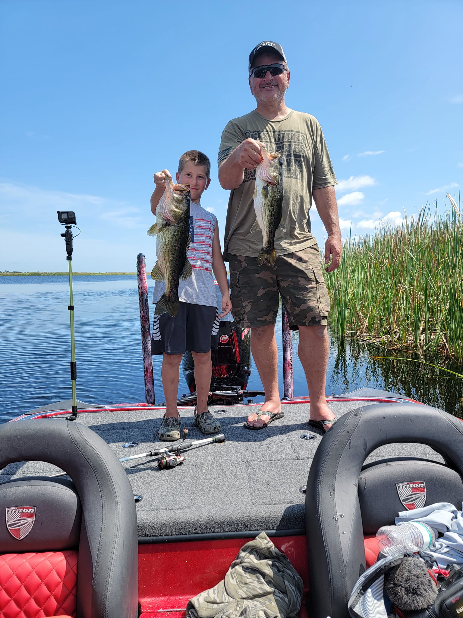 Two largemouth bass caught in Fellsmere, Florida