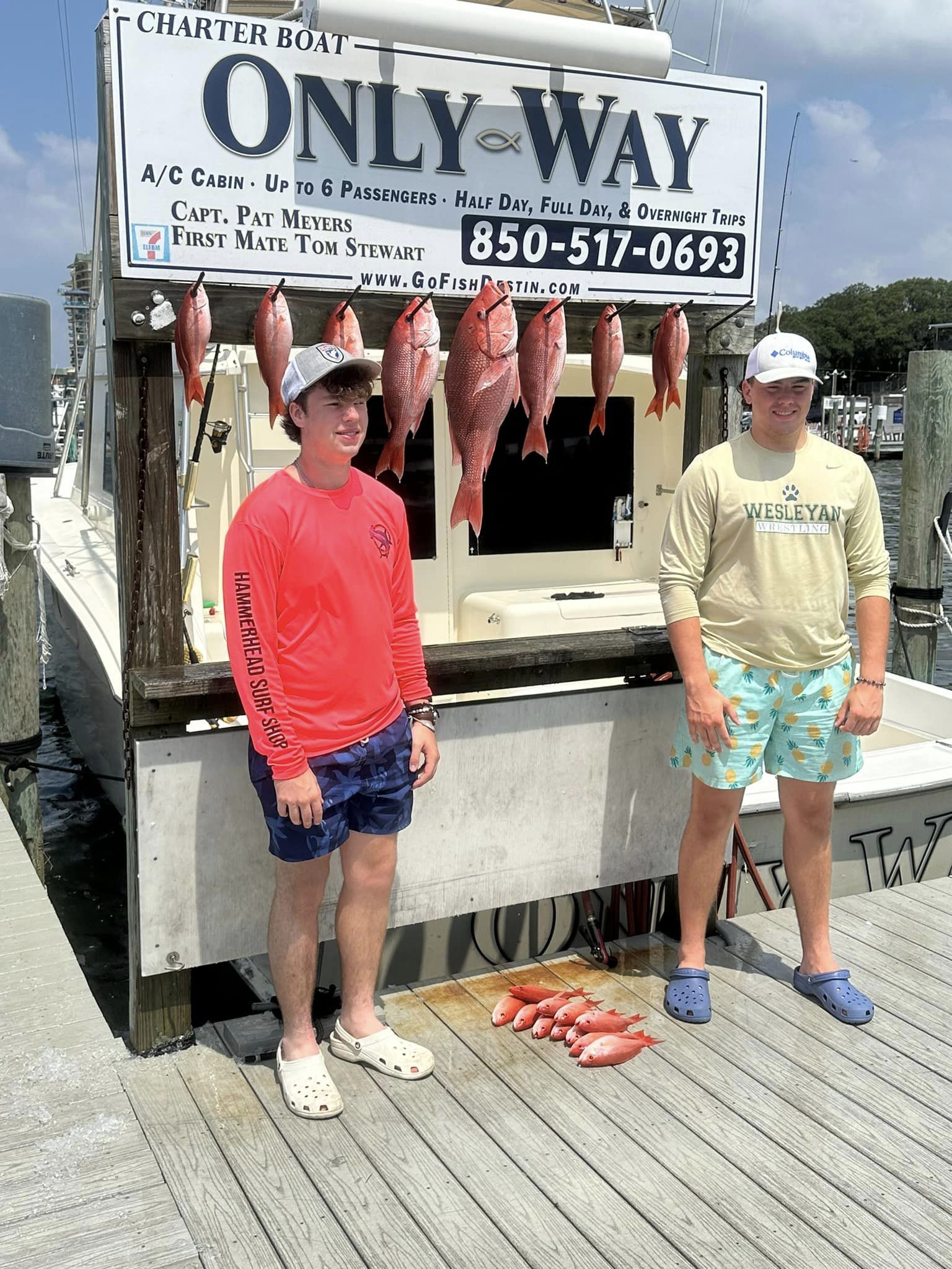 4 fish caught by 2 people in Destin during a fishing trip