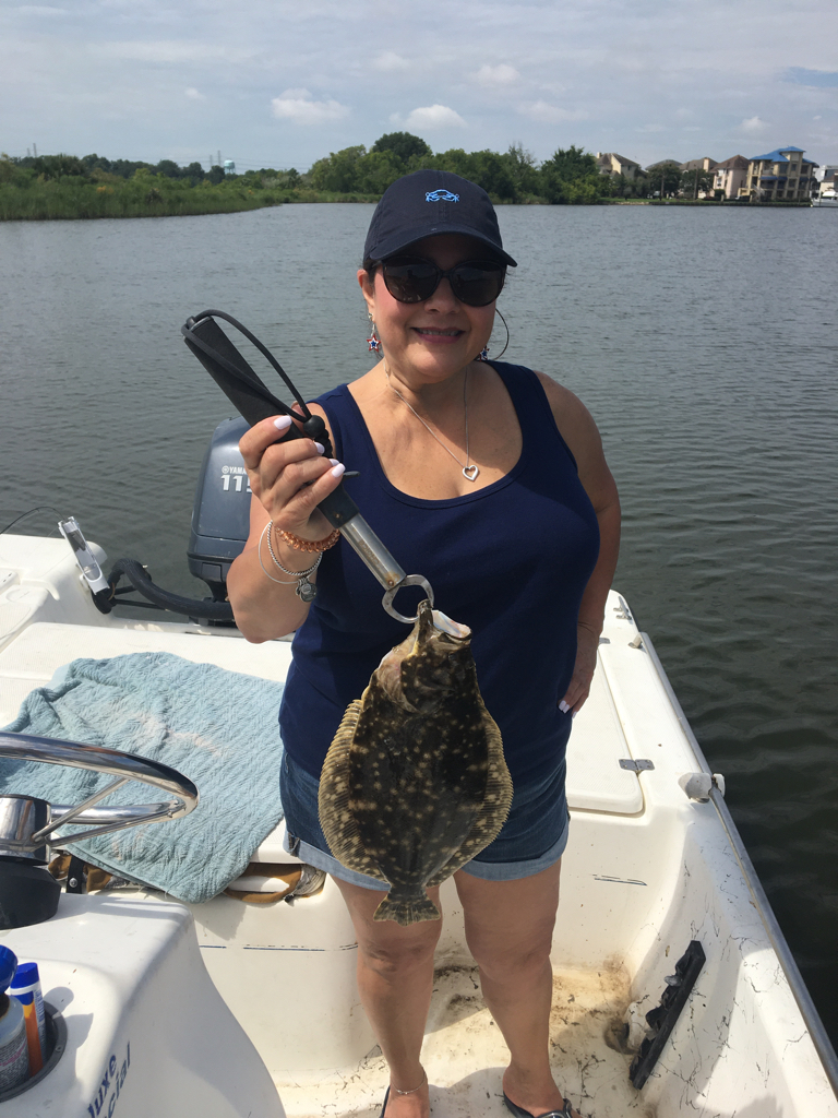 A single summer flounder fish caught in Kemah