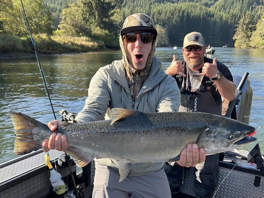 Large Chinook salmon caught while fishing at Lincoln Beach Oregon