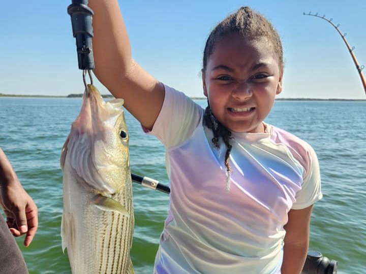 Striped bass caught in Laguna Park while fishing