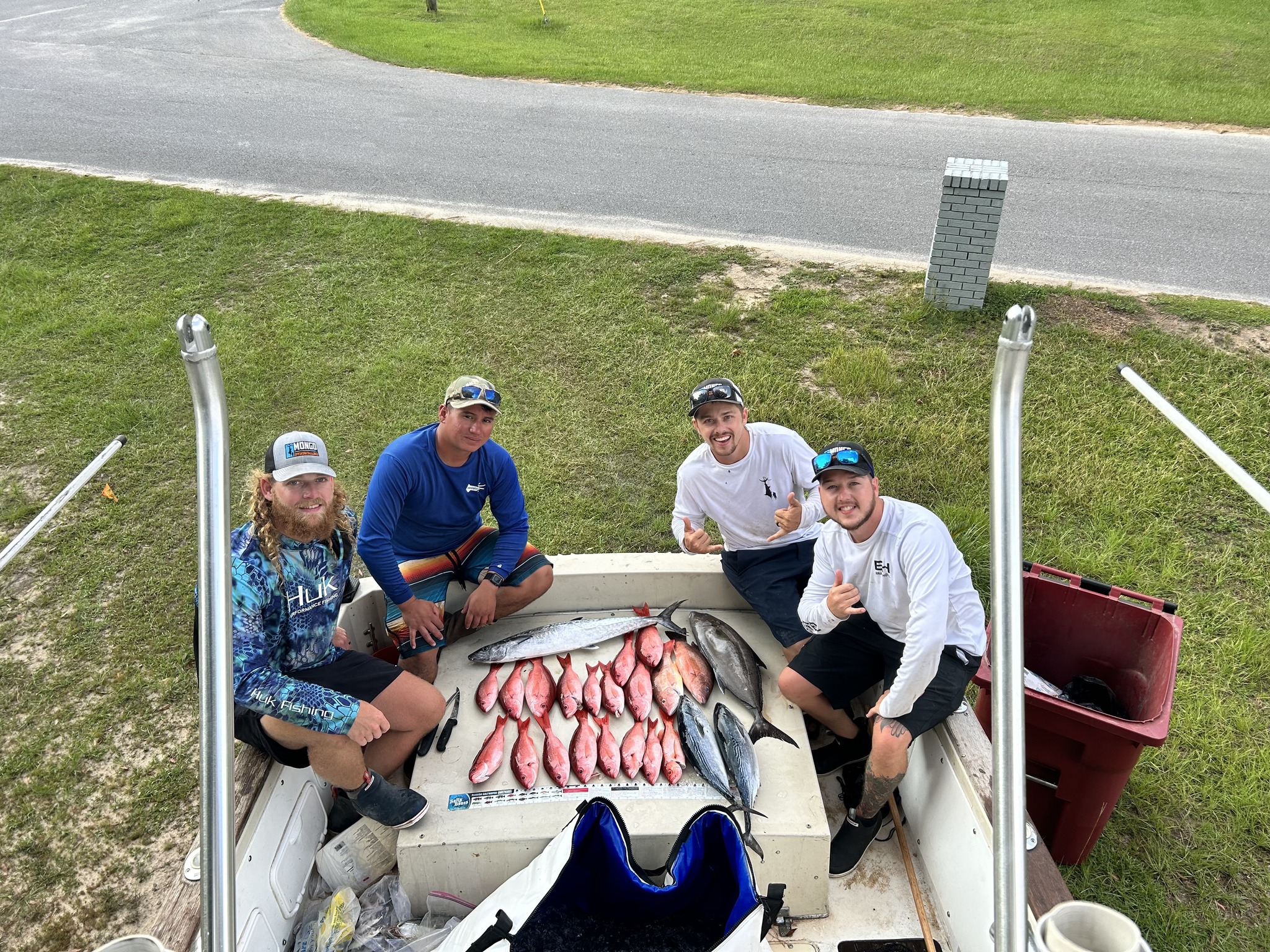 Successful fishing trip displaying red snapper and other fish species caught in Pensacola Beach FL