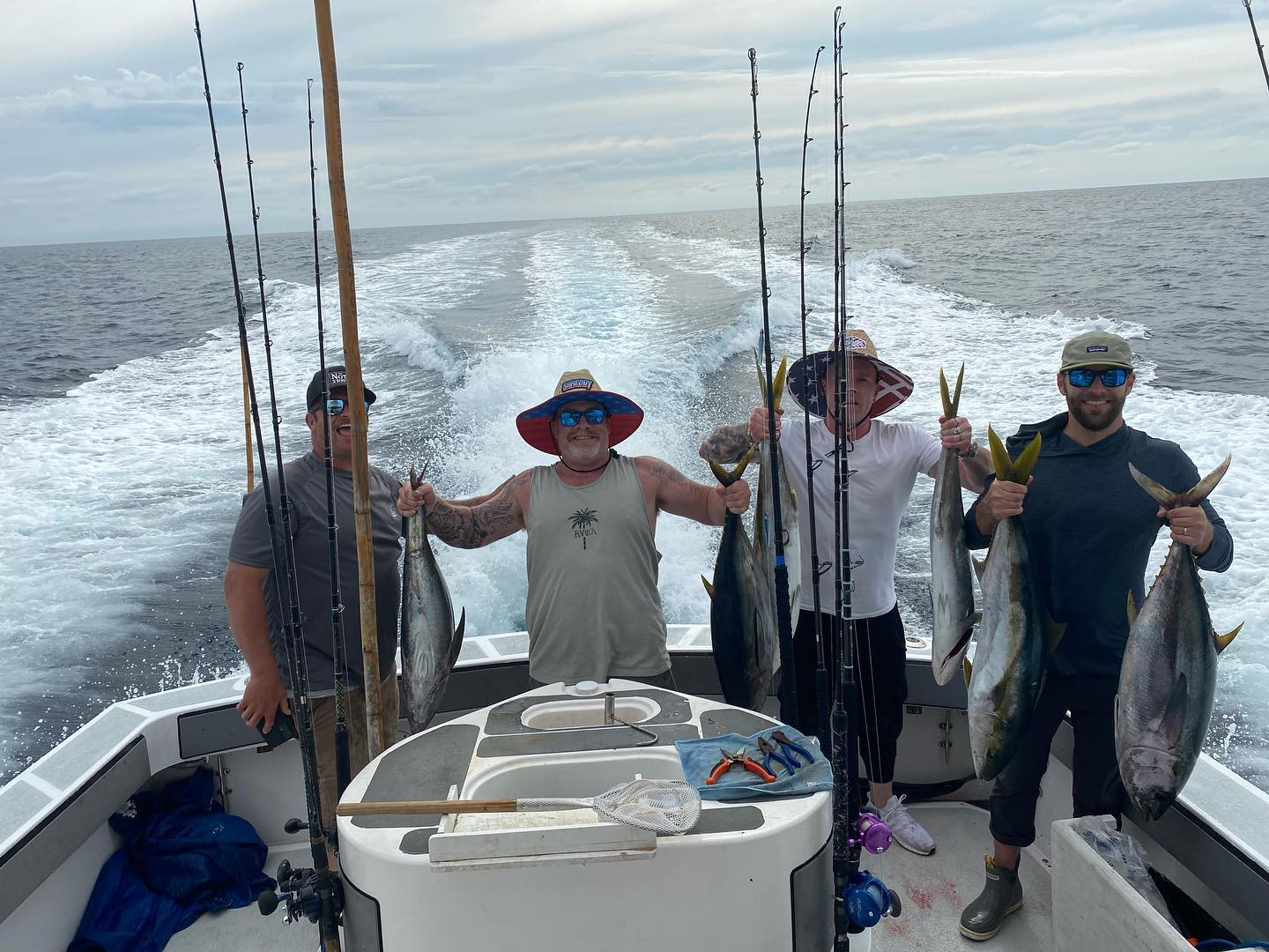 Two blackfin tuna and rainbow runner fish caught in CA