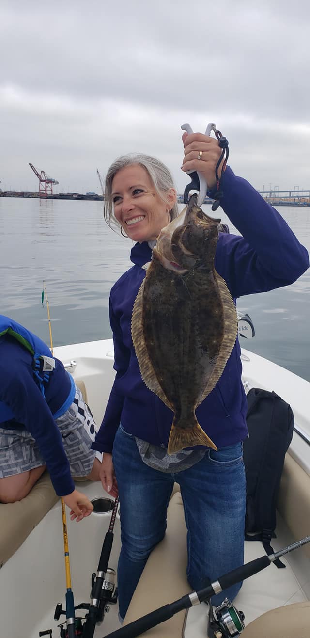 Photograph of a single California Flounder fish caught in CA