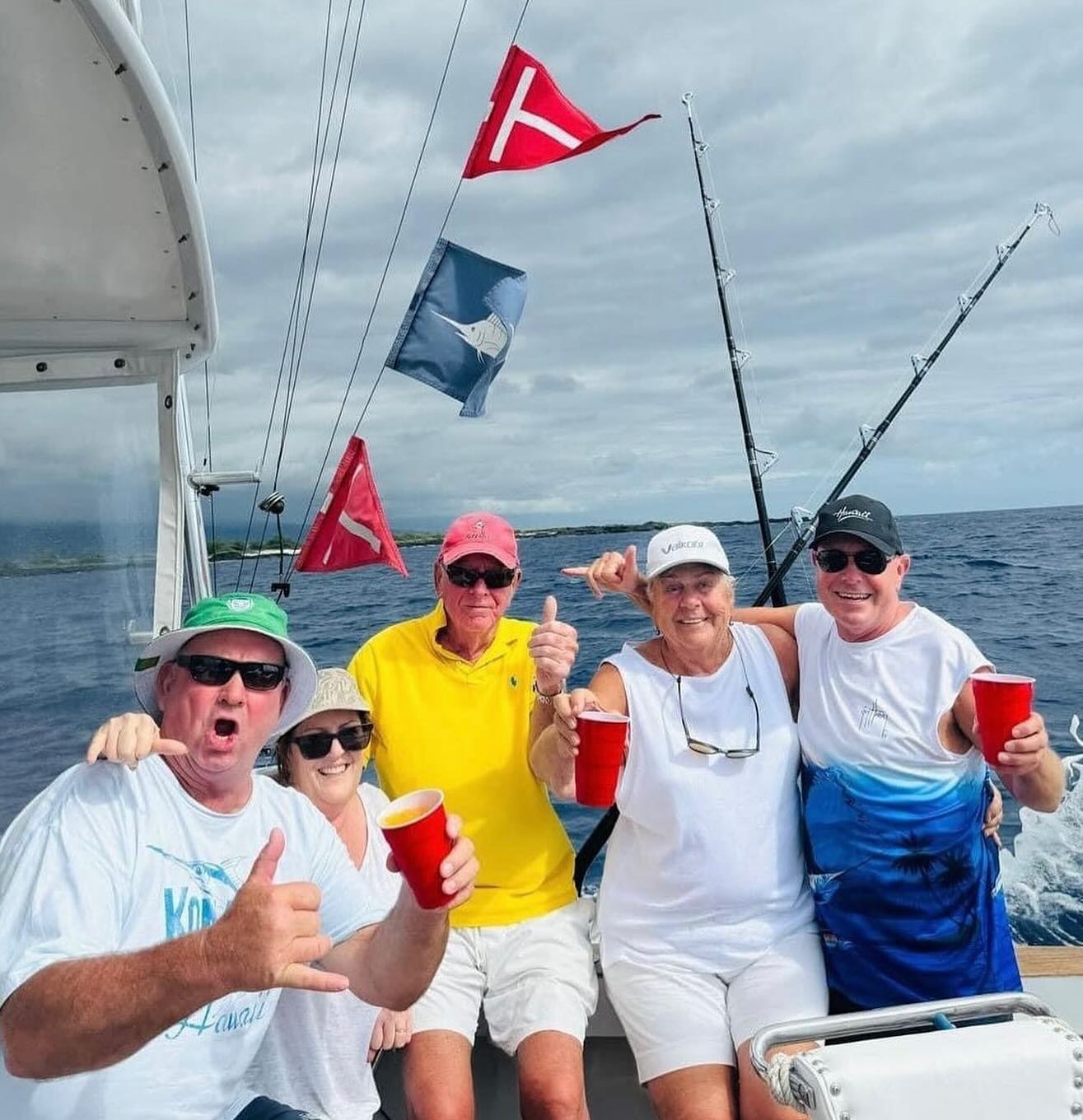Five people fishing in Kailua-Kona