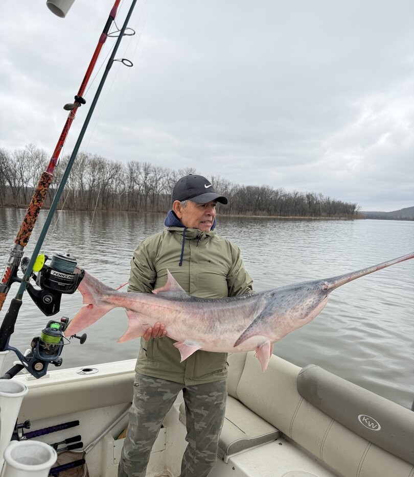 Large catfish catch displayed on fishing boat in Sand Springs OK