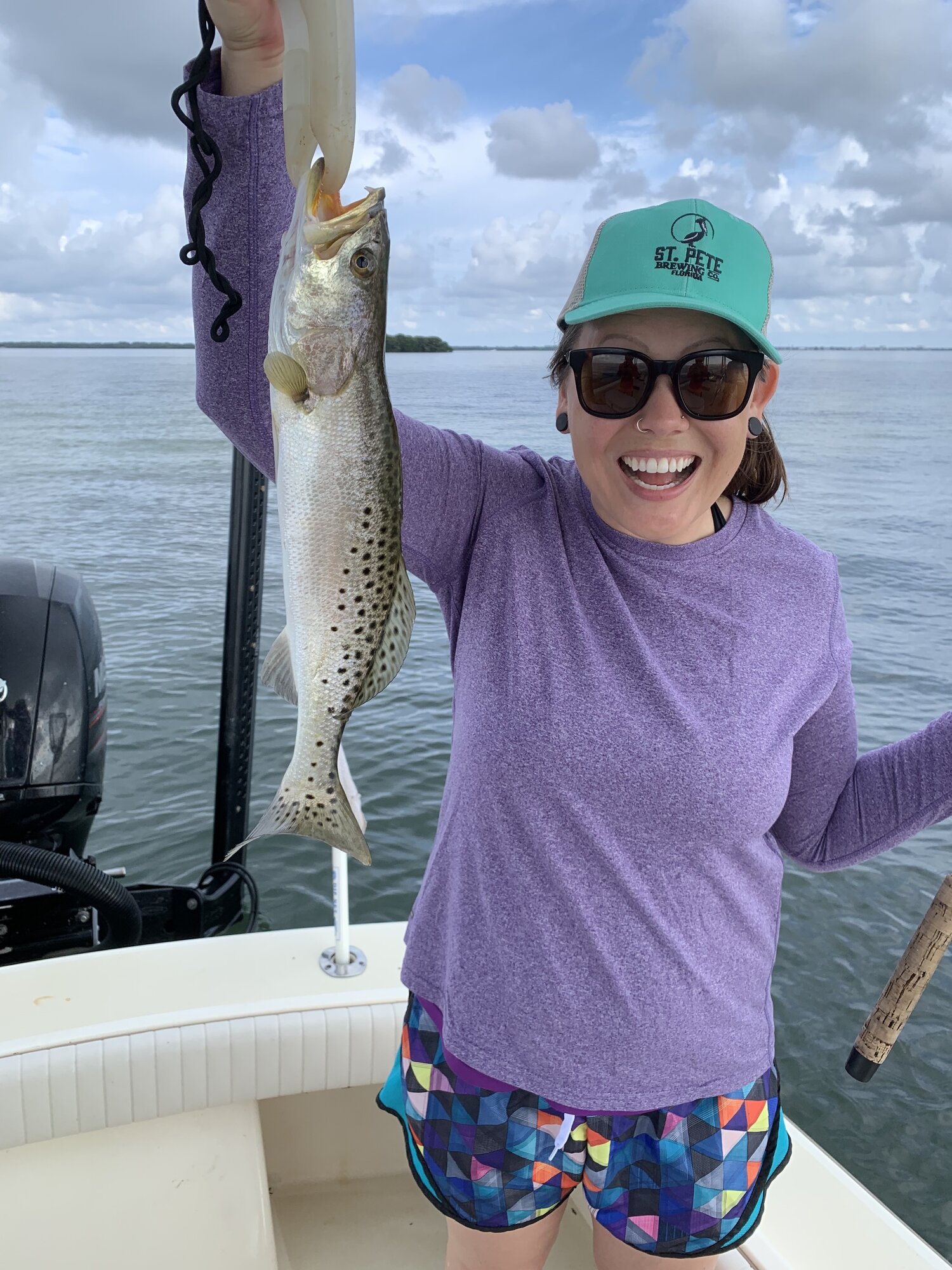 Photograph of a 16-inch spotted weakfish caught fishing in FL
