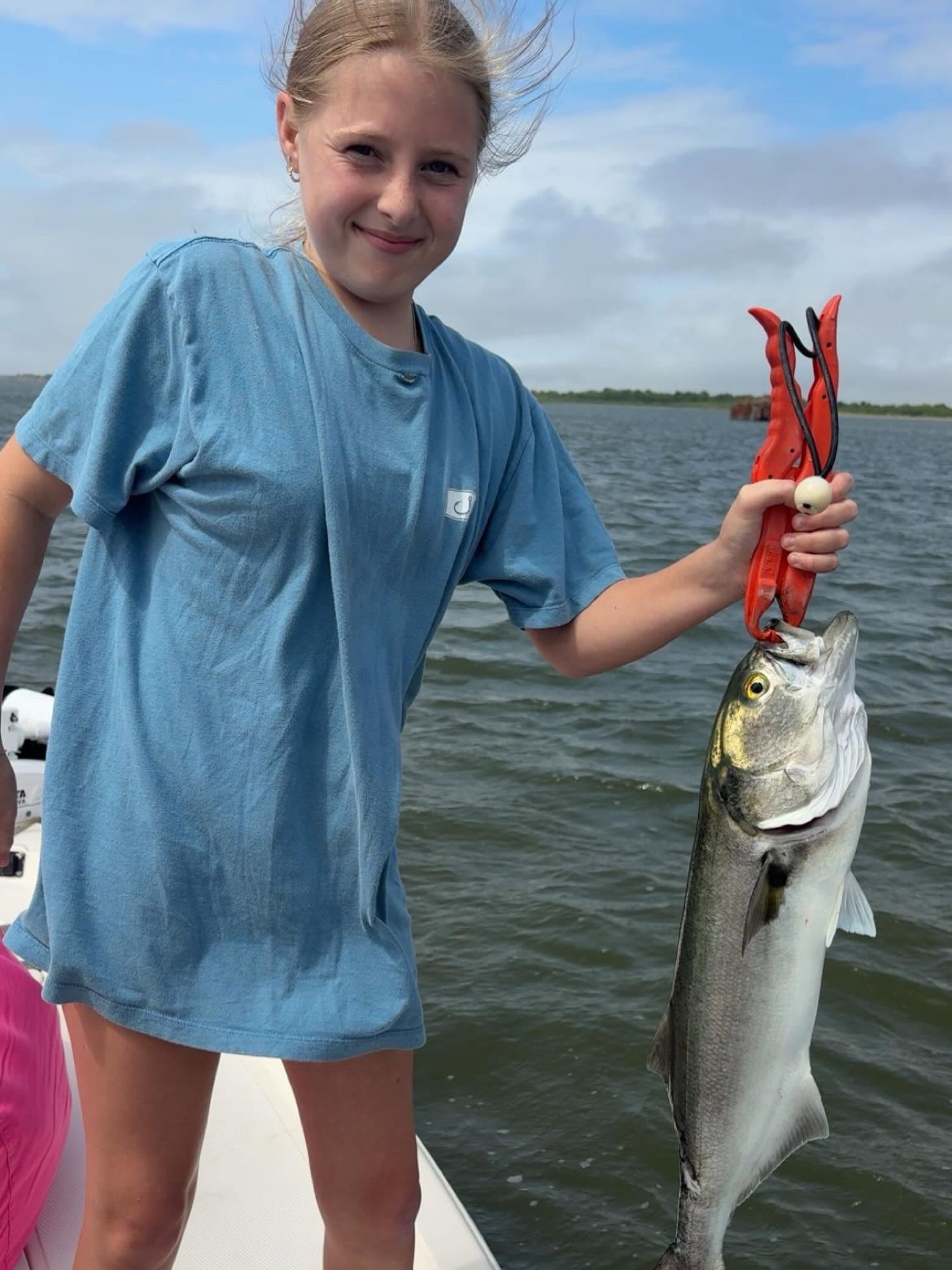 Bluefish caught on fishing charter in Wanchese NC waters