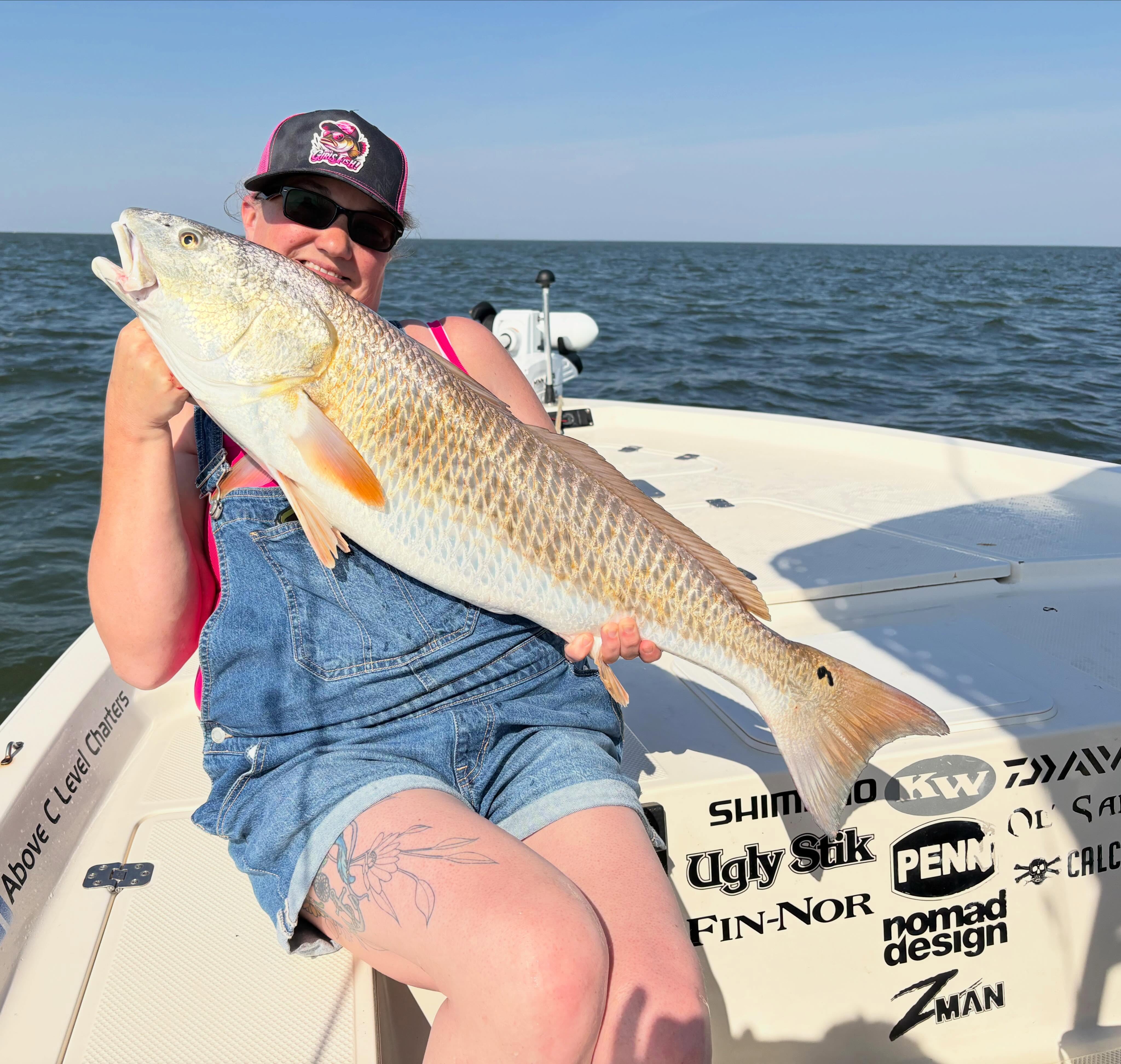 Large redfish caught on fishing boat in Wanchese NC waters