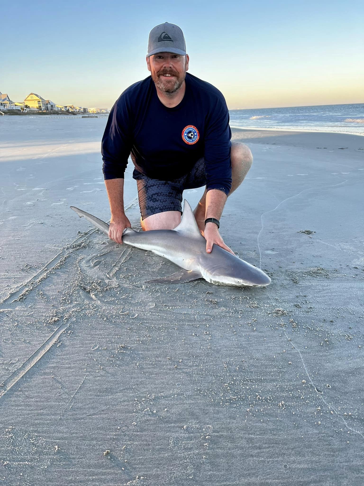 Photograph of a sandbar shark, 18 inches long, caught while fishing in Murrells Inlet