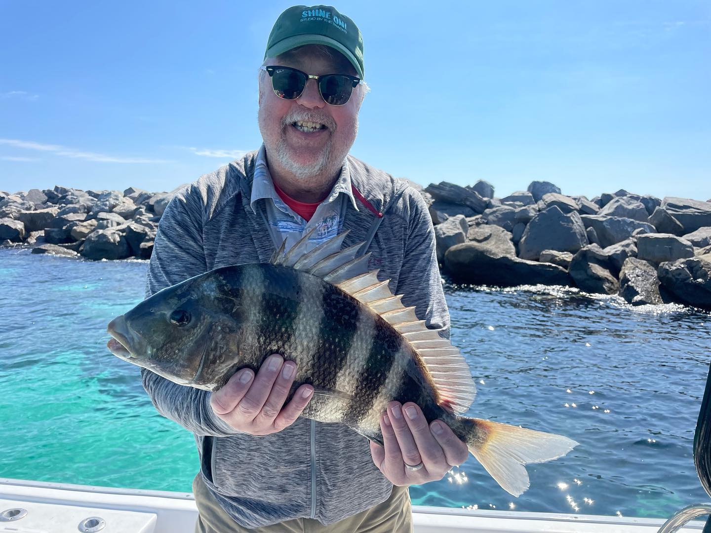A sheepshead fish caught while fishing in Panama City Beach