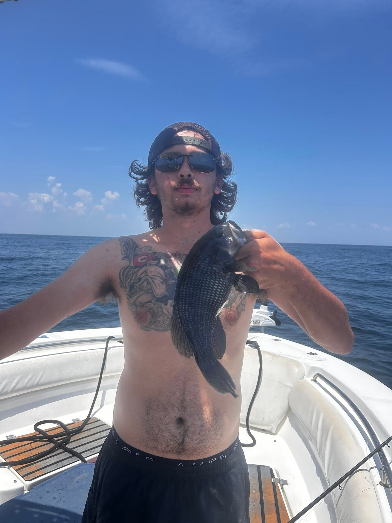 Black sea bass caught during fishing charter in Midway GA