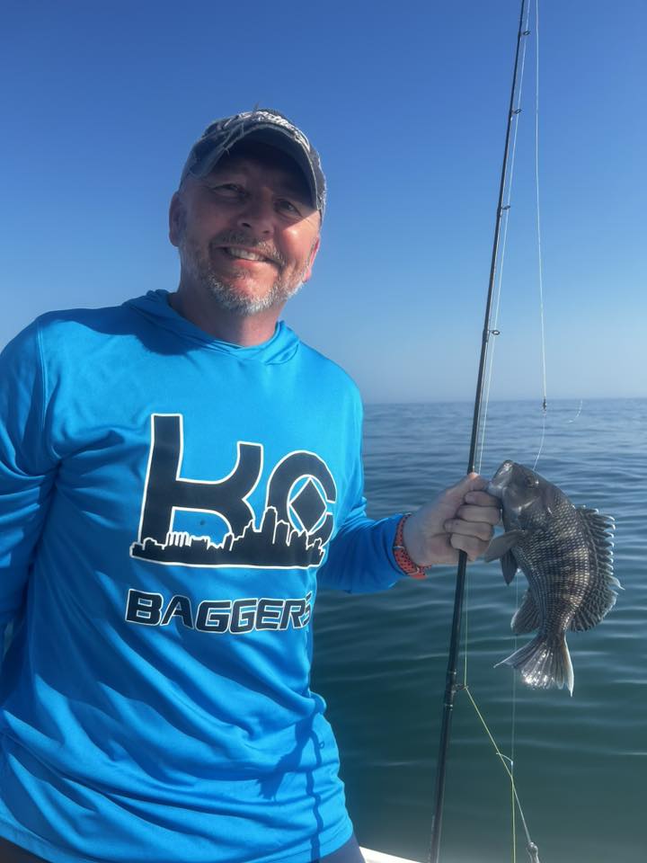 Black sea bass caught during fishing charter in Midway GA
