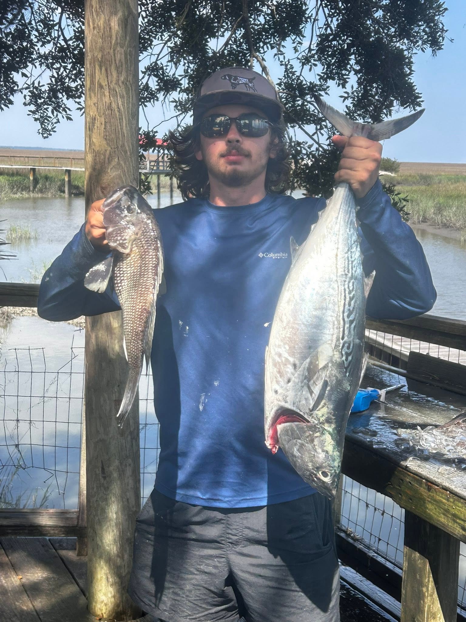 Fishing catch display showing Little Tunny and Black Sea Bass from Midway GA charter