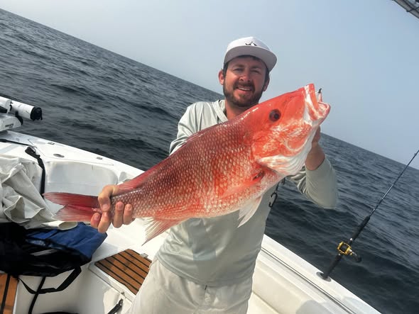 Red snapper caught during fishing charter in Midway GA waters