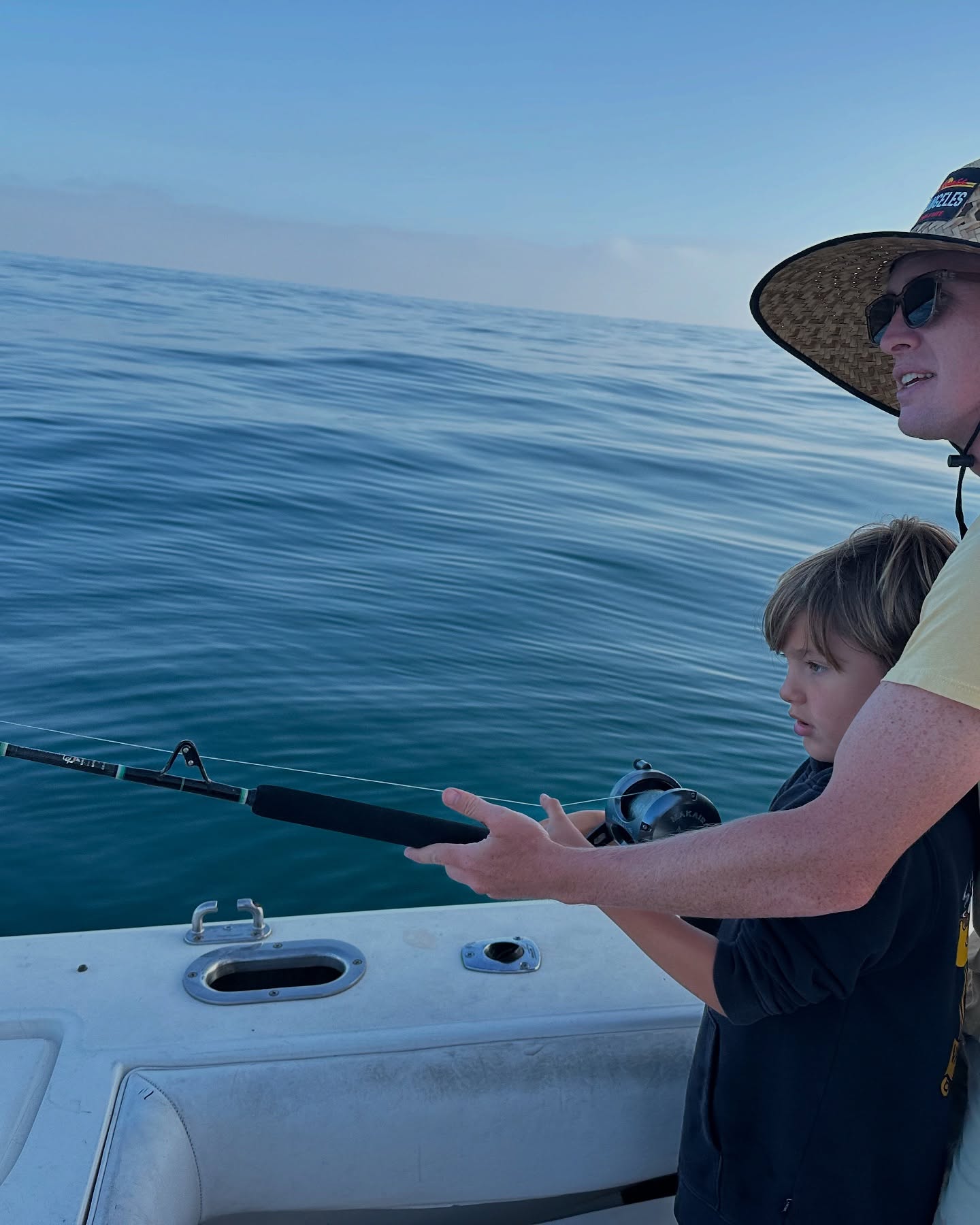 Two people fishing in California