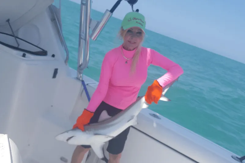 Photo of a blacktip shark, a 19-inch catch, on Fort Myers Beach