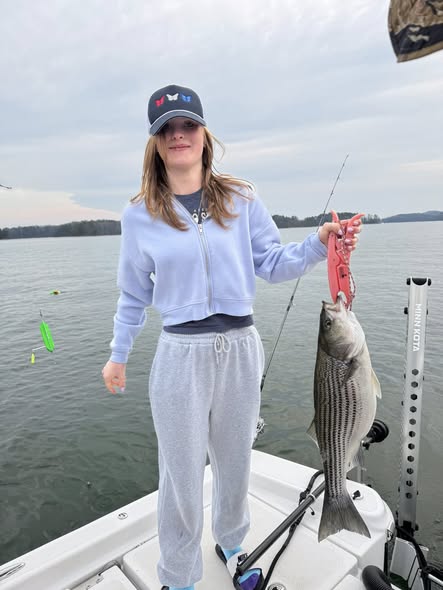 Striped bass catch displayed on fishing boat in Buford GA