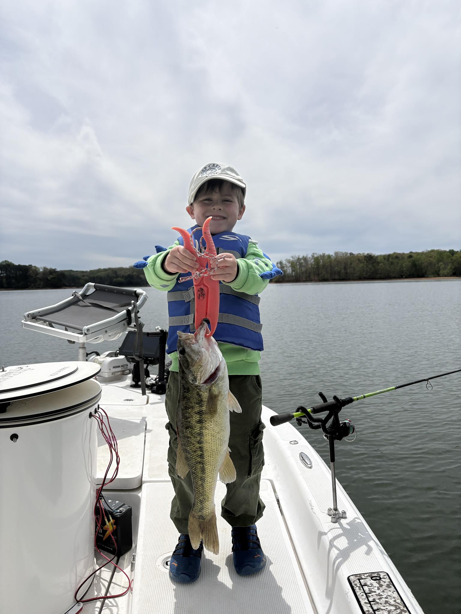 Spotted bass caught while fishing on boat in Gainesville GA