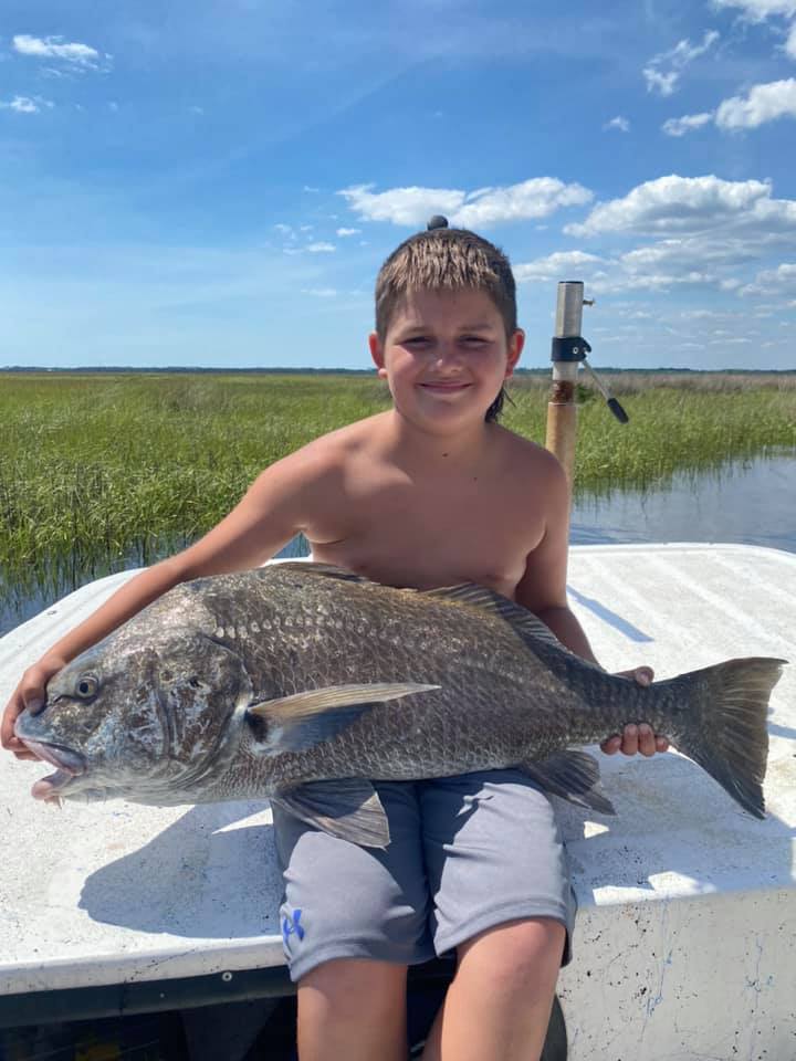 Black drum fish caught at Horseshoe Beach