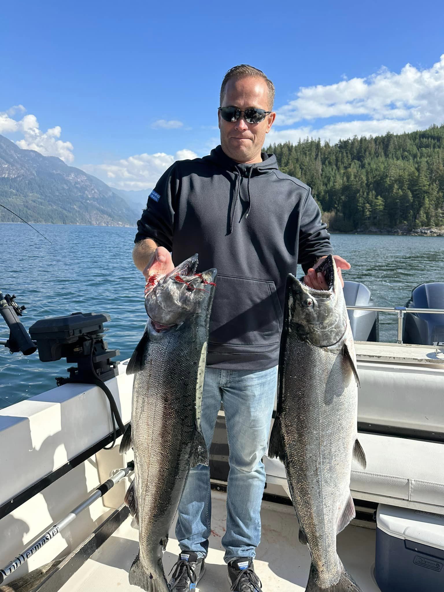 Two Chinook salmon caught while fishing in Campbell River