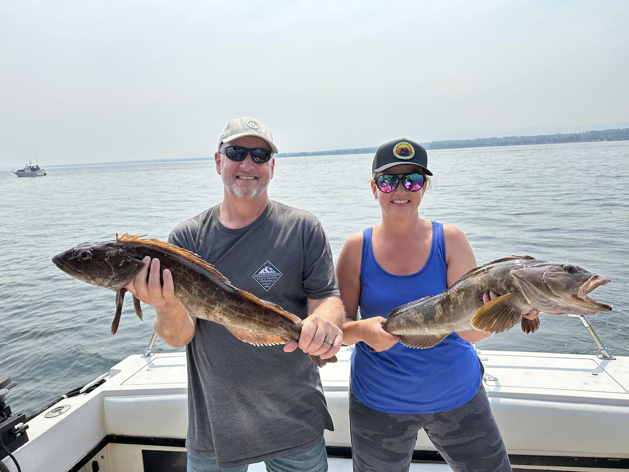 two anglers with their catch of big fish in campbell river