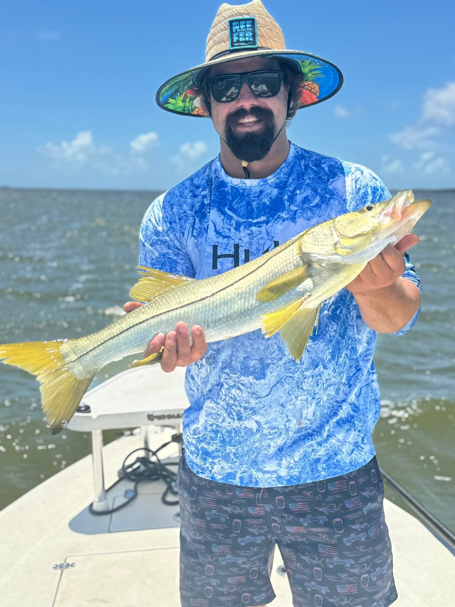Snook catch displayed on fishing boat in Tavernier FL waters