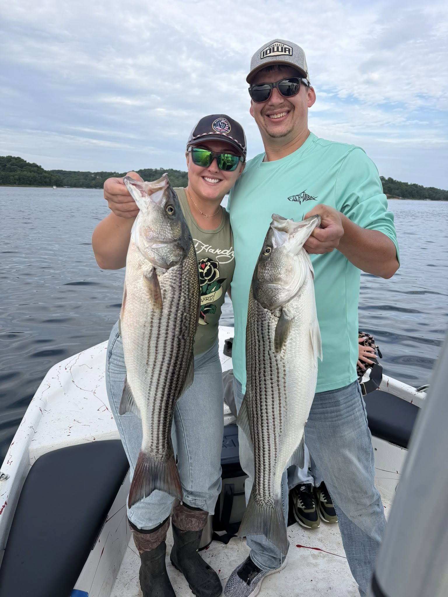 Two striped bass caught fishing on lake in Rogers AR