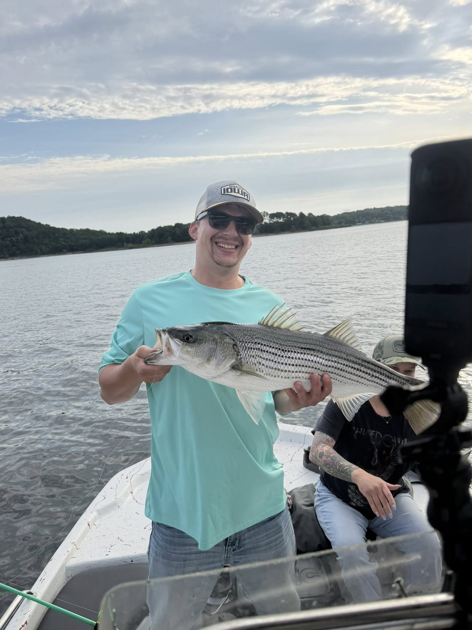 Striped bass catch on fishing boat in Rogers AR