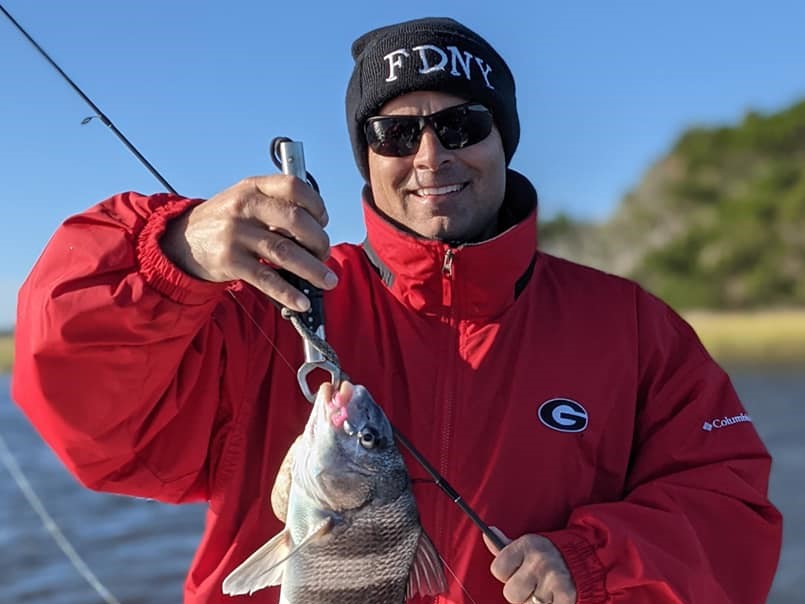 A single black drum fish caught in Florida