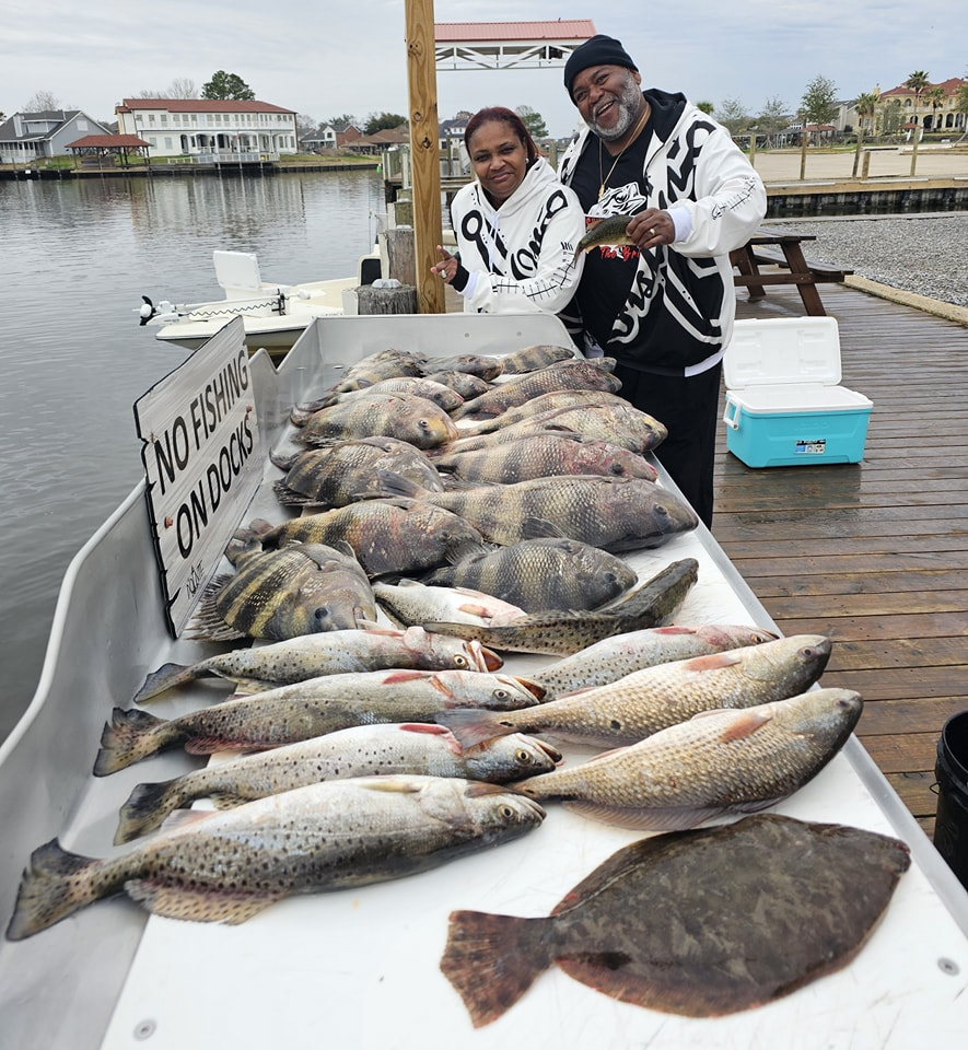 Three spotted weakfish, 41 inches long, caught fishing in Slidell