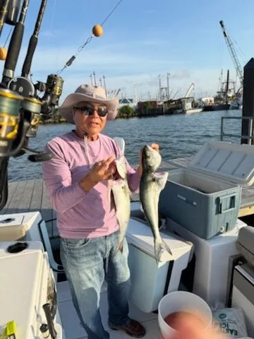 Person fishing in Fairhaven with 2 fish