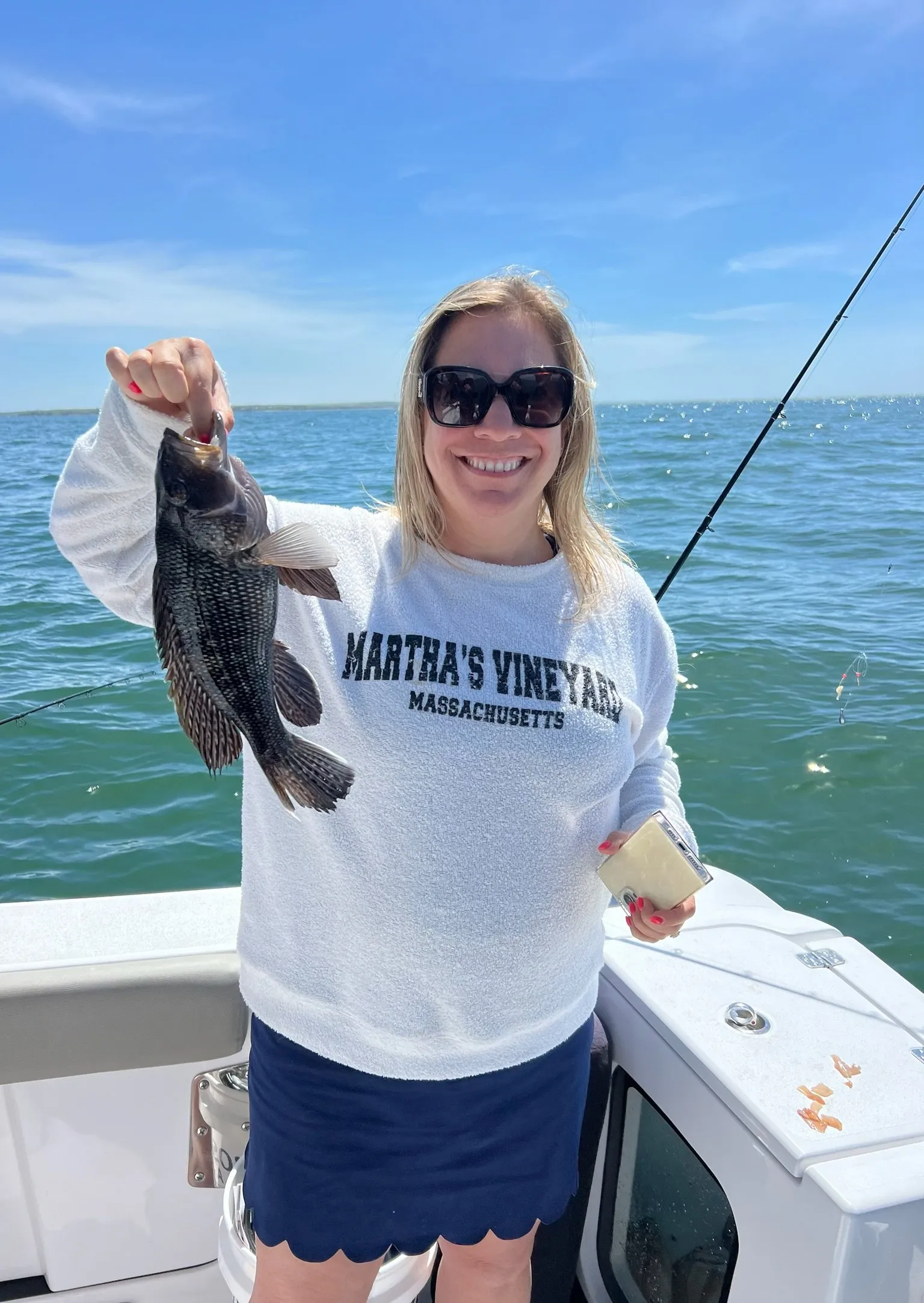 A lone sea bass caught while fishing in Fairhaven