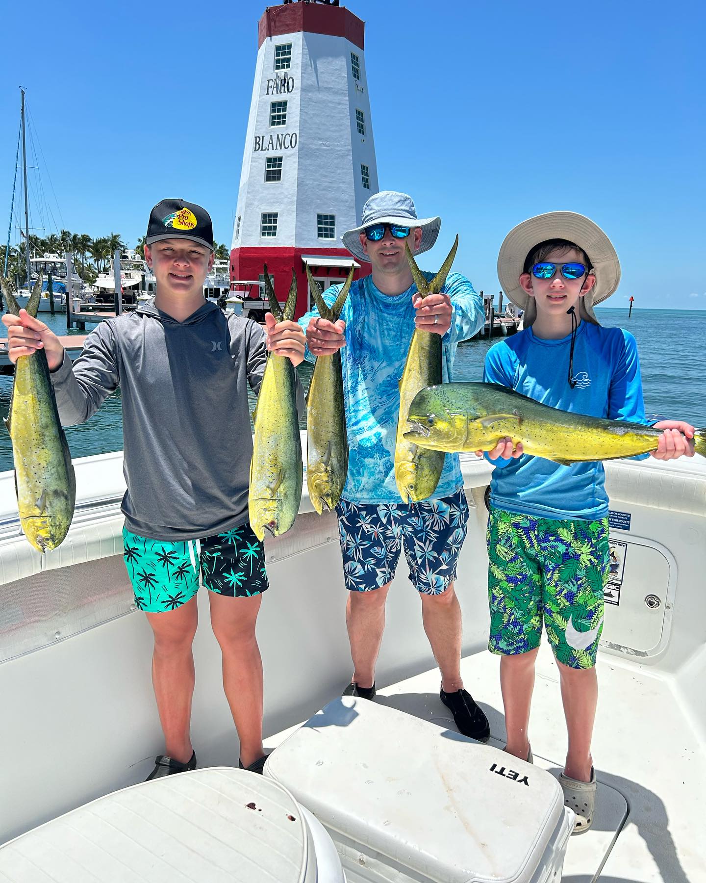 4 big fish caught by 3 people while fishing in Marathon