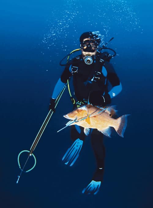 Crystal River Gulf Coast spearfishing charter boat targeting snapper and hogfish on nearshore reefs