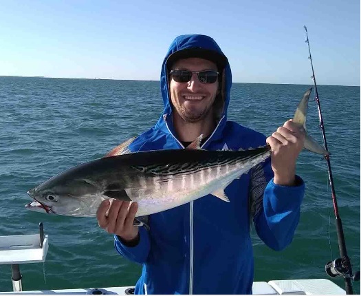 A lone little tunny fish caught on a fishing trip in FL